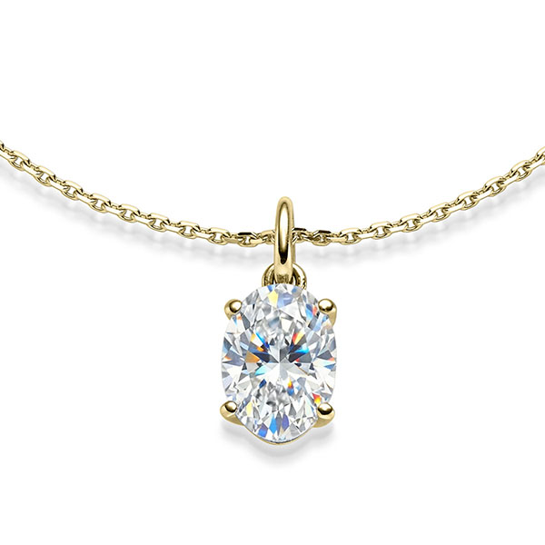 collier met hanger in geelgoud 14 kt. met in totaal 2 ct. van acredo