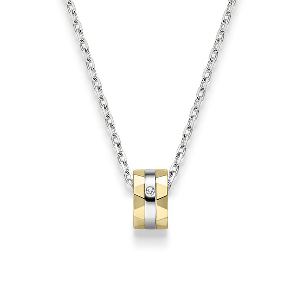 collier met hanger in geelgoud 18 kt. met in totaal 0,015 ct. tw,vs van acredo