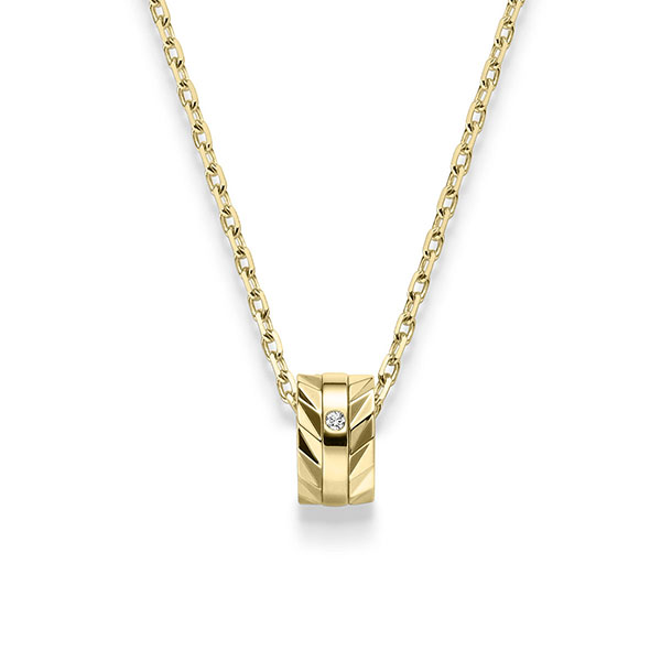 collier met hanger in geelgoud 18 kt. met in totaal 0,015 ct. tw,vs van acredo