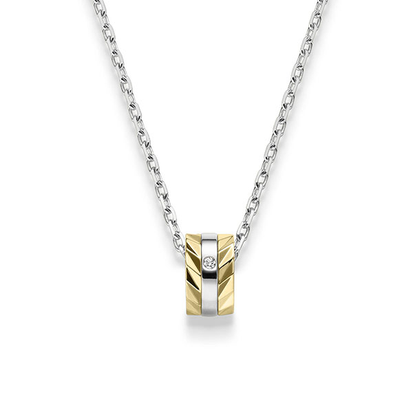 collier met hanger in geelgoud 18 kt. met in totaal 0,015 ct. tw,vs van acredo