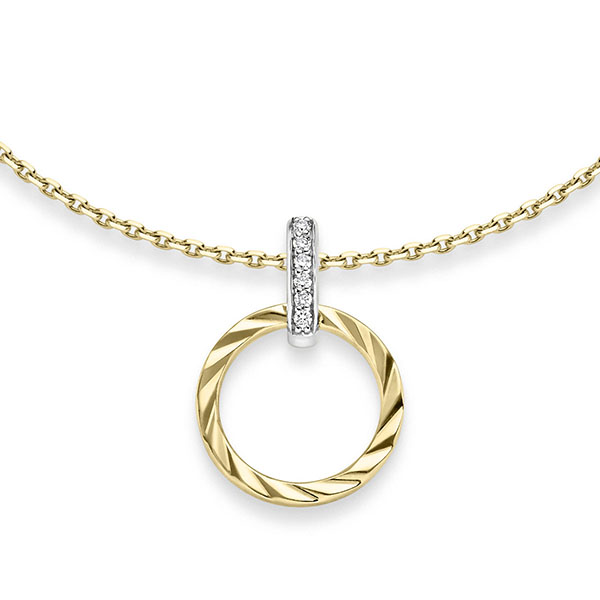 collier met hanger in geelgoud 18 kt. met in totaal 0,042 ct. Briljant tw/si van acredo