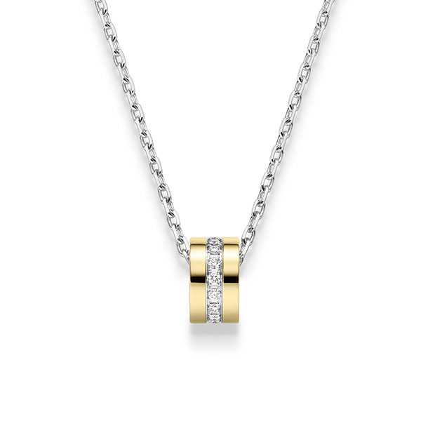 collier met hanger in geelgoud 18 kt. met in totaal 0,24 ct. tw,vs van acredo