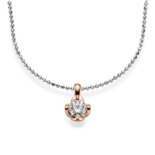 collier met hanger in roodgoud 14 kt. met 0,5 ct. Briljant tw/si van acredo