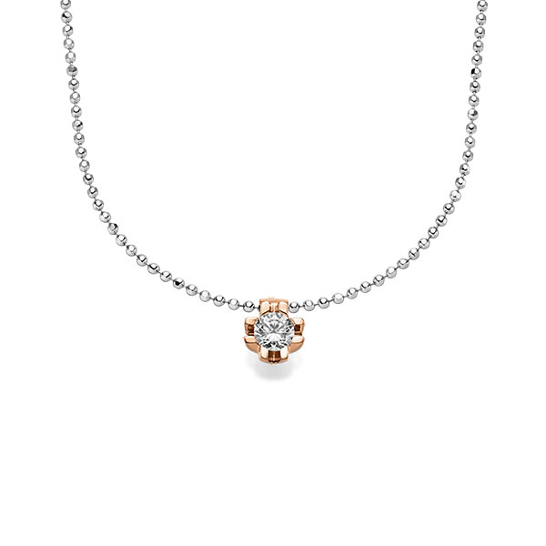 collier met hanger in roodgoud 14 kt. met 0,5 ct. Briljant tw/si van acredo - A-1566-6