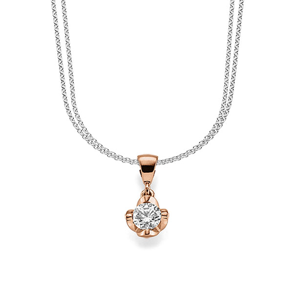 collier met hanger in roodgoud 14 kt. met 0,5 ct. Briljant tw/si van acredo