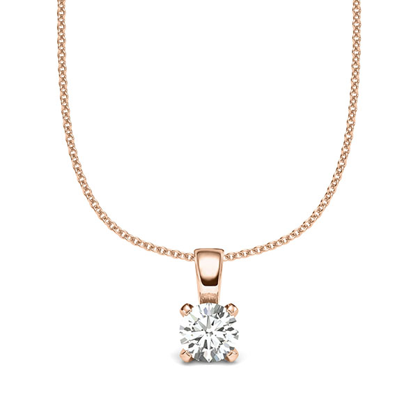 collier met hanger in roodgoud 14 kt. met 0,5 ct. Briljant tw/si van acredo