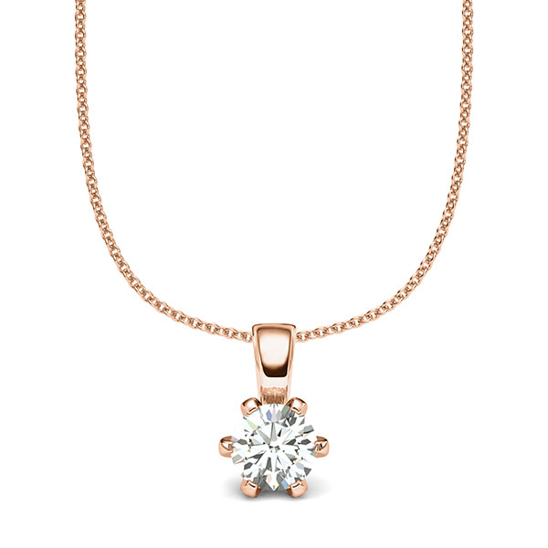 collier met hanger in roodgoud 14 kt. met 0,7 ct. Briljant tw/si van acredo