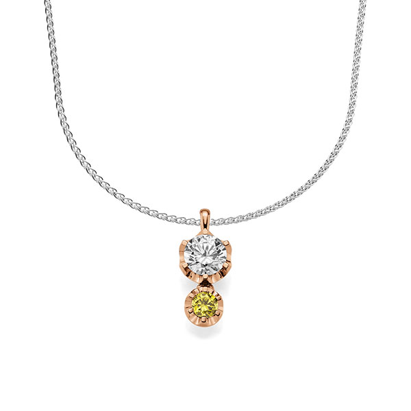 collier met hanger in roodgoud 14 kt. met 1 ct. 1 sapphire yellow Briljant tw/si Saffier Geel van acredo