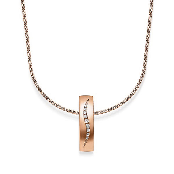collier met hanger in roodgoud 14 kt. met in totaal 0,071 ct. tw/si van acredo