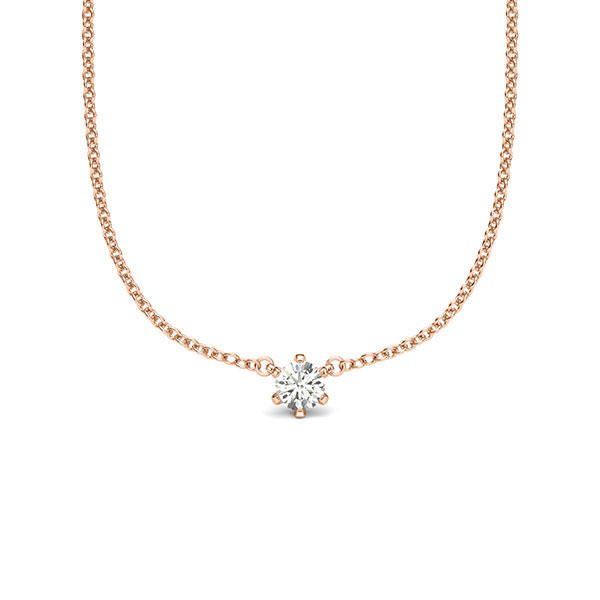 collier met hanger in roodgoud 14 kt. met in totaal 0,12 ct. Briljant tw/si van acredo