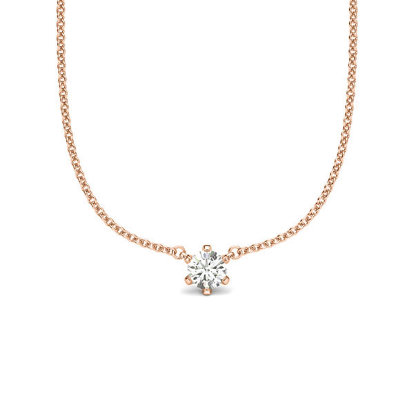 collier met hanger in roodgoud 14 kt. met in totaal 0,15 ct. Briljant tw/si van acredo