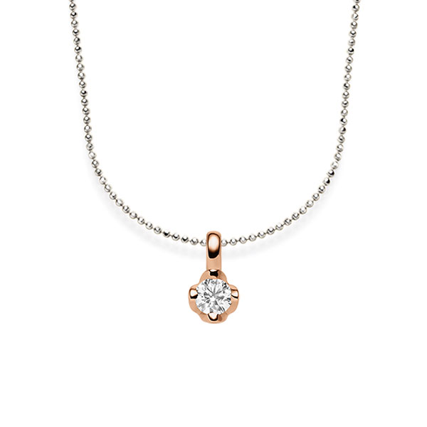 collier met hanger in roodgoud 14 kt. met in totaal 0,25 ct. Briljant tw/si van acredo