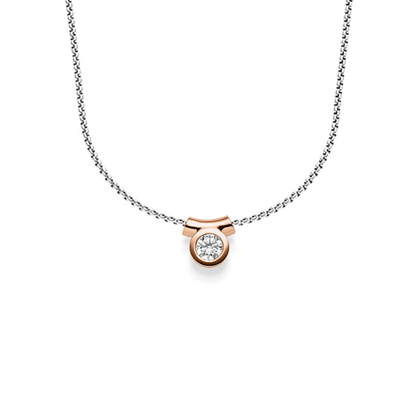 collier met hanger in roodgoud 14 kt. met in totaal 0,25 ct. Briljant tw/si van acredo - A-1605-9