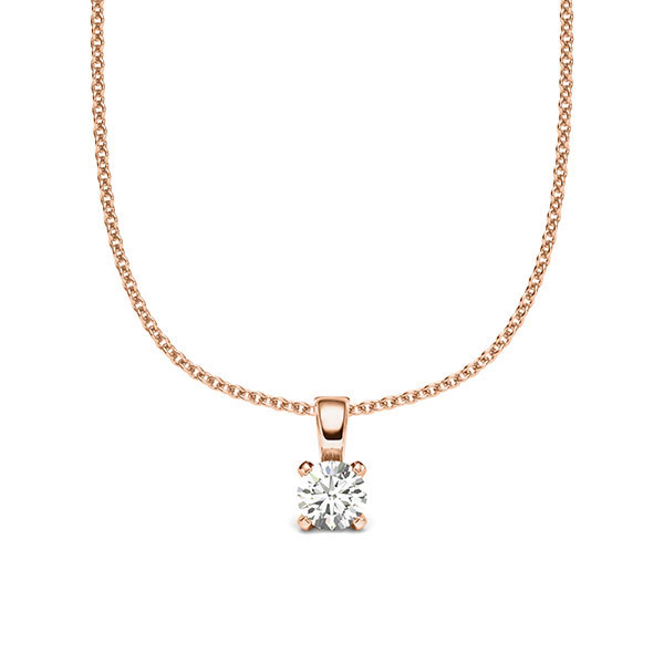 collier met hanger in roodgoud 14 kt. met in totaal 0,2 ct. Briljant tw/si van acredo
