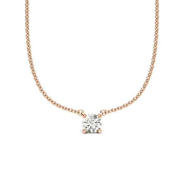 collier met hanger in roodgoud 14 kt. met in totaal 0,2 ct. Briljant tw/si van acredo