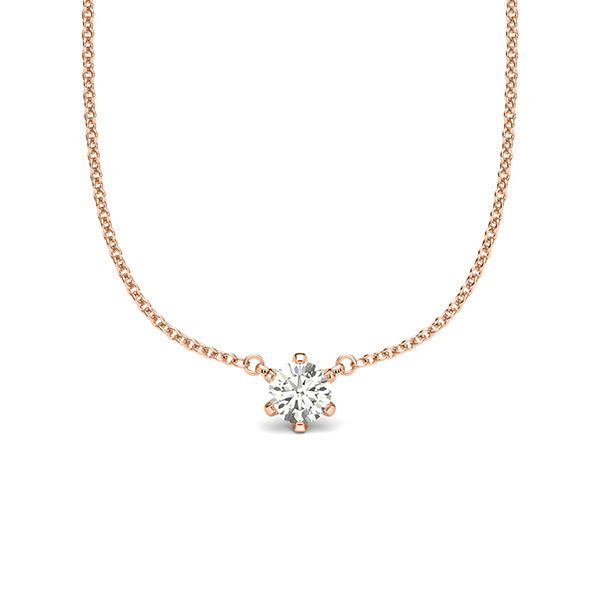 collier met hanger in roodgoud 14 kt. met in totaal 0,2 ct. Briljant tw/si van acredo