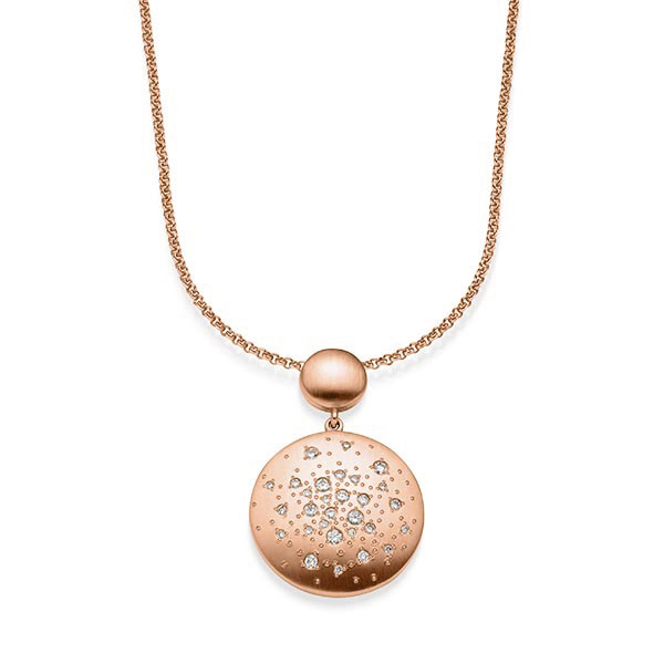 collier met hanger in roodgoud 14 kt. met in totaal 0,365 ct. tw/si van acredo