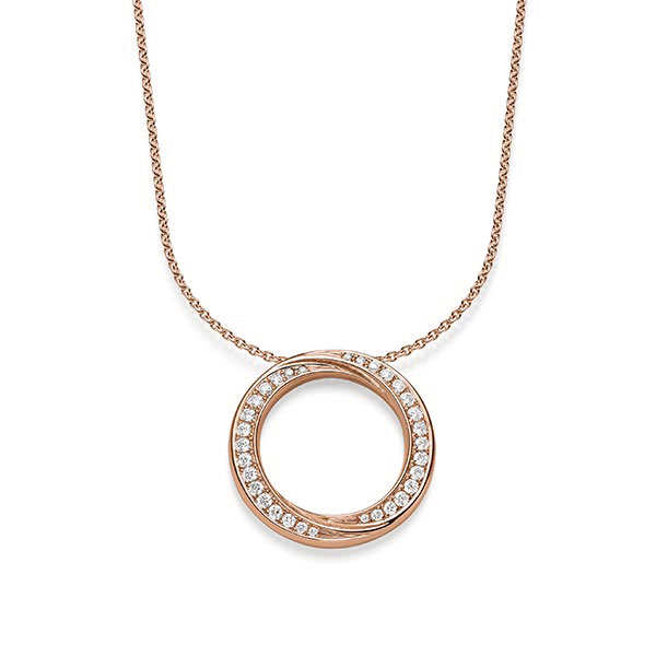 collier met hanger in roodgoud 14 kt. met in totaal 0,52 ct. tw/si van acredo