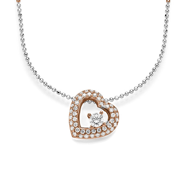 collier met hanger in roodgoud 14 kt. met in totaal 0,636 ct. Briljant tw/si van acredo - A-1545-11