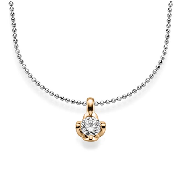 collier met hanger in roségoud 14 kt. met 0,5 ct. Briljant tw/si van acredo - A-1565-7