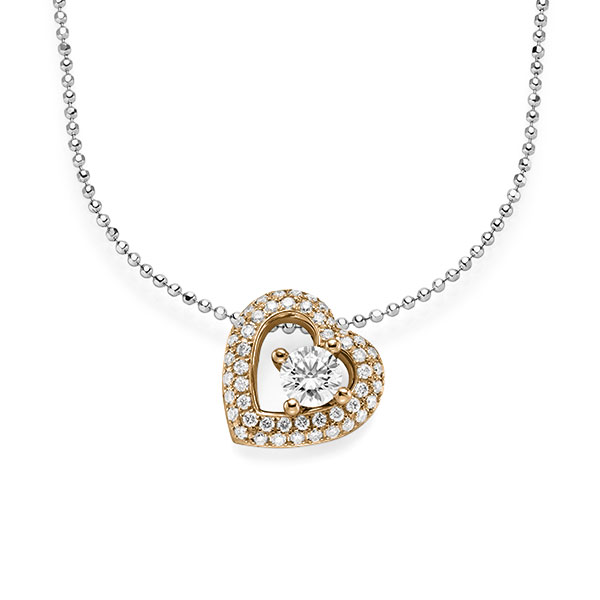 collier met hanger in roségoud 14 kt. met 0,5 ct. + in totaal 0,386 ct. Briljant tw/si van acredo - A-1545-10