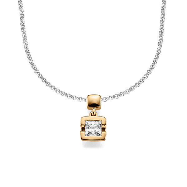 collier met hanger in roségoud 14 kt. met 0,5 ct. Princess-Diamant tw,vs van acredo - A-1610-10