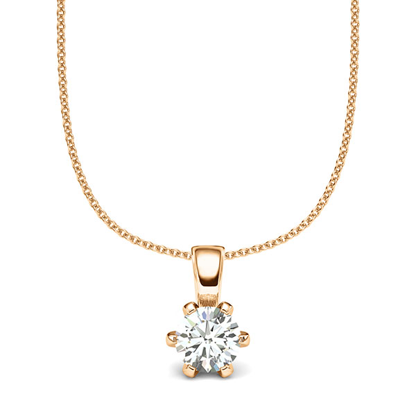 collier met hanger in roségoud 14 kt. met 0,7 ct. Briljant tw/si van acredo