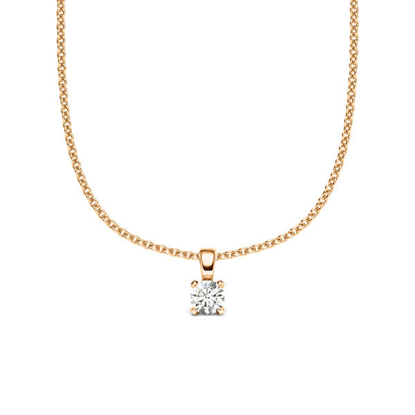 collier met hanger in roségoud 14 kt. met in totaal 0,12 ct. Briljant tw/si van acredo