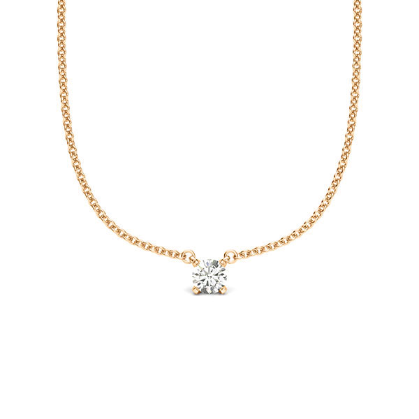 collier met hanger in roségoud 14 kt. met in totaal 0,12 ct. Briljant tw/si van acredo