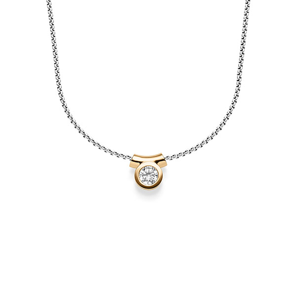 collier met hanger in roségoud 14 kt. met in totaal 0,25 ct. Briljant tw/si van acredo - A-1647-6