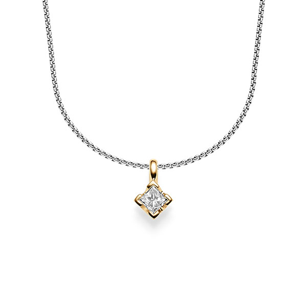 collier met hanger in roségoud 14 kt. met in totaal 0,25 ct. Princess-Diamant tw/si van acredo