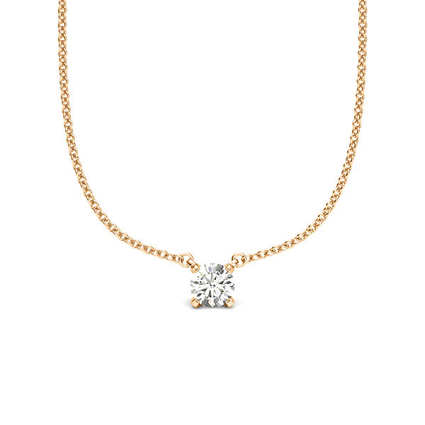 collier met hanger in roségoud 14 kt. met in totaal 0,2 ct. Briljant tw/si van acredo