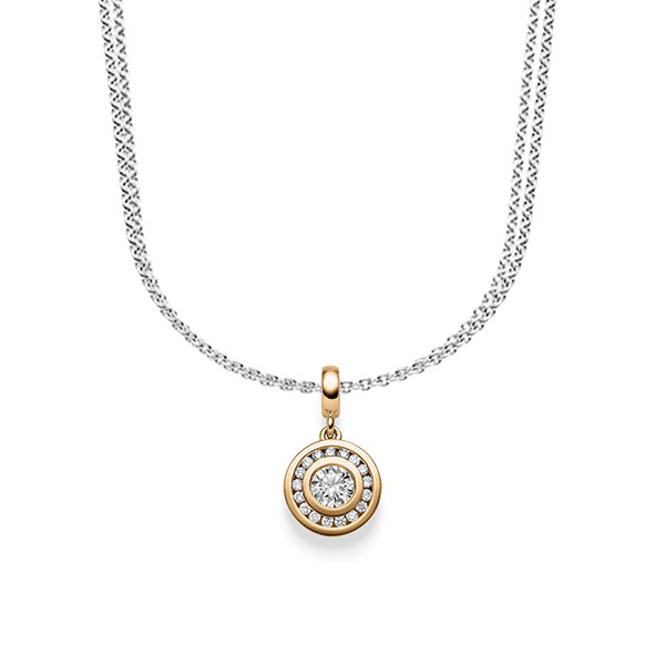 collier met hanger in roségoud 14 kt. met in totaal 0,505 ct. Briljant tw/si van acredo - A-1642-8