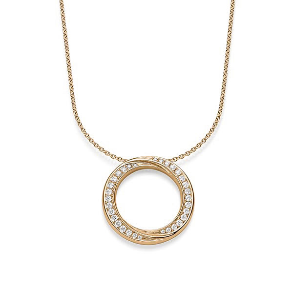 collier met hanger in roségoud 14 kt. met in totaal 0,52 ct. tw/si van acredo