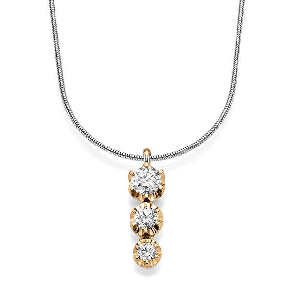 collier met hanger in roségoud 14 kt. met in totaal 1,75 ct. tw/si van acredo