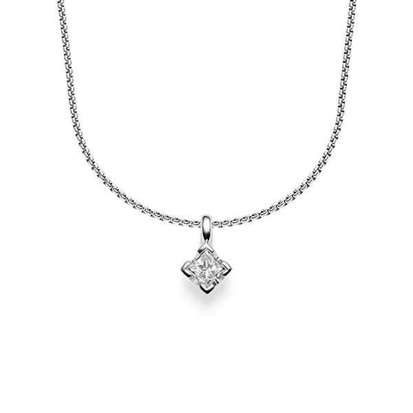 collier met hanger in witgoud 14 kt. met 0,3 ct. Princess-Diamant tw,vs van acredo