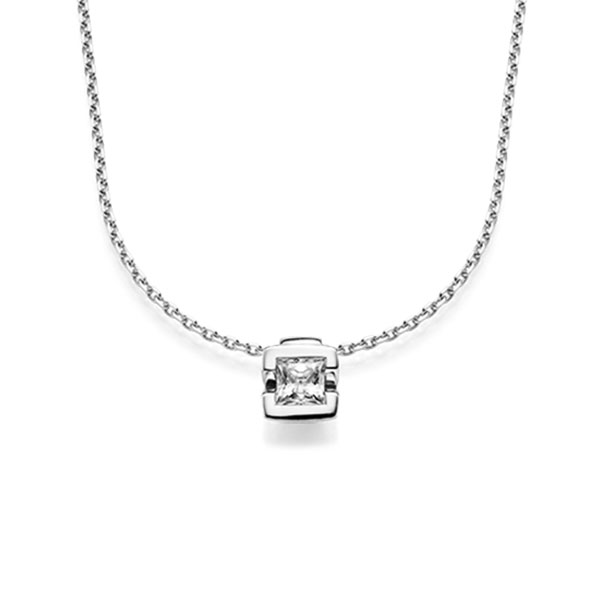 collier met hanger in witgoud 14 kt. met 0,4 ct. Princess-Diamant tw,vs van acredo