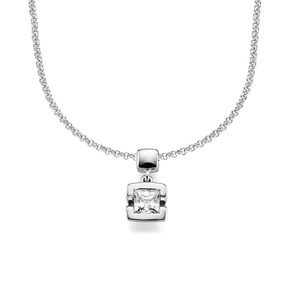 collier met hanger in witgoud 14 kt. met 0,4 ct. Princess-Diamant tw,vs van acredo