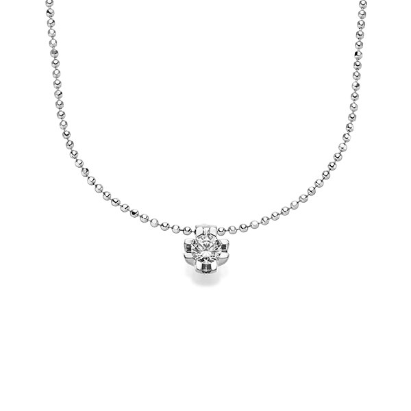 collier met hanger in witgoud 14 kt. met 0,5 ct. Briljant tw/si van acredo