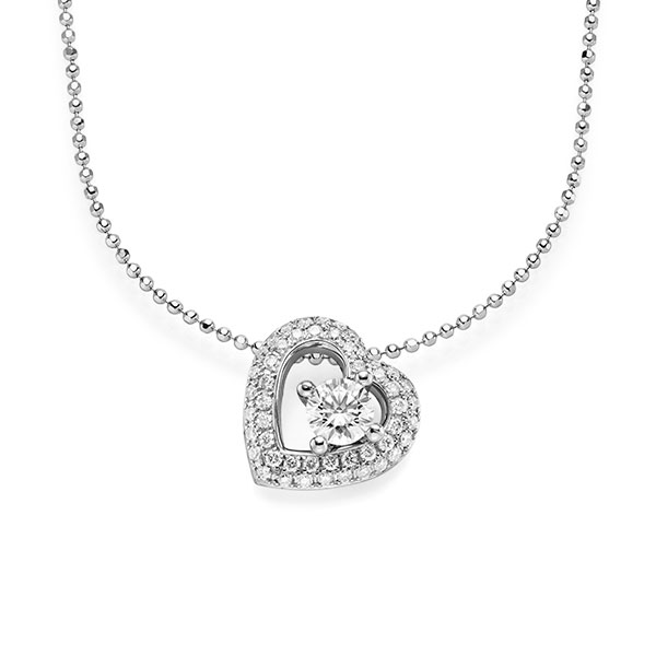 collier met hanger in witgoud 14 kt. met 0,5 ct. + in totaal 0,386 ct. Briljant tw/si van acredo - A-1545-1