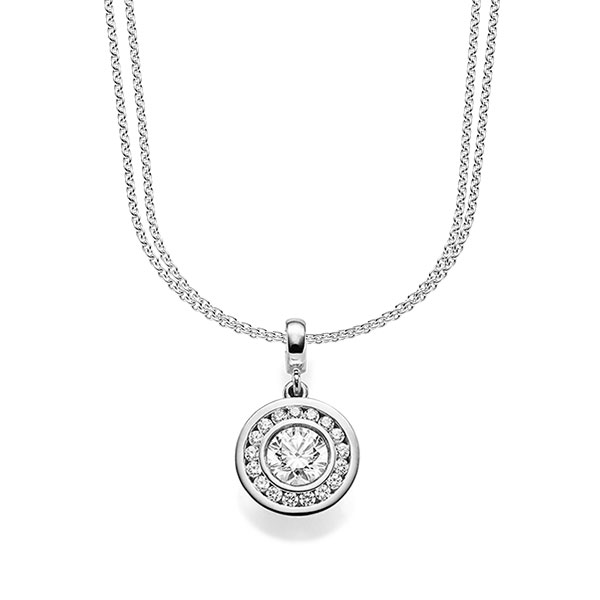collier met hanger in witgoud 14 kt. met 0,7 ct. + in totaal 0,255 ct. Briljant tw/si van acredo
