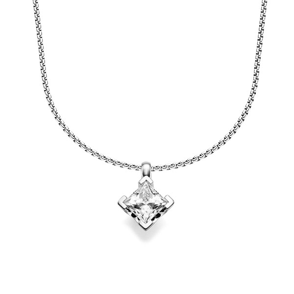collier met hanger in witgoud 14 kt. met 0,7 ct. Princess-Diamant tw,vs van acredo