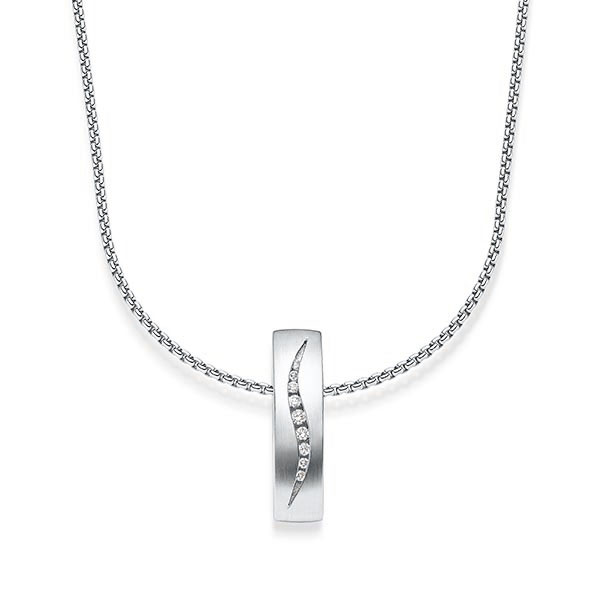collier met hanger in witgoud 14 kt. met in totaal 0,071 ct. tw/si van acredo