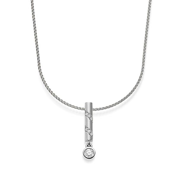 collier met hanger in witgoud 14 kt. met in totaal 0,198 ct. Briljant tw/si van acredo