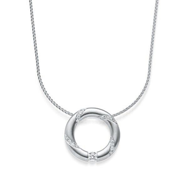 collier met hanger in witgoud 14 kt. met in totaal 0,278 ct. Briljant tw/si van acredo