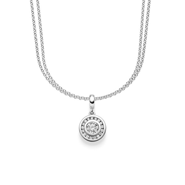 collier met hanger in witgoud 14 kt. met in totaal 0,505 ct. Briljant tw/si van acredo
