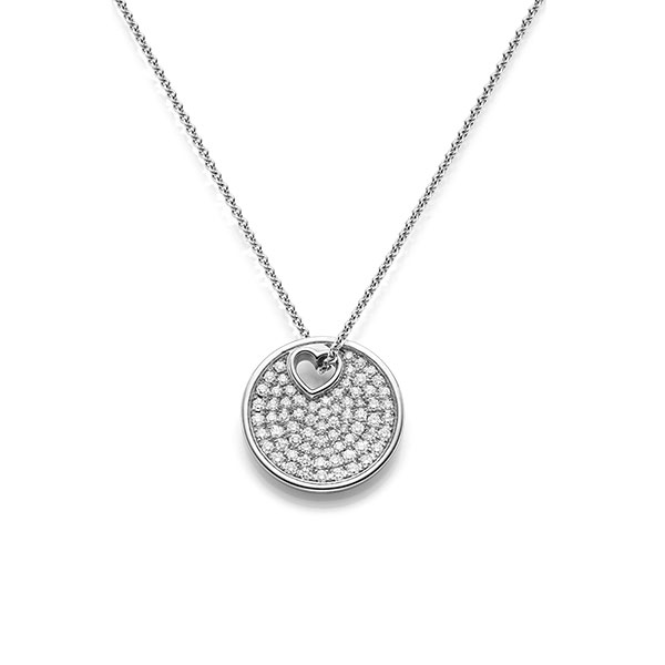 collier met hanger in witgoud 14 kt. met in totaal 1,205 ct. tw/si van acredo