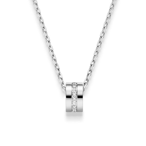 collier met hanger in witgoud 18 kt. met in totaal 0,24 ct. tw,vs van acredo