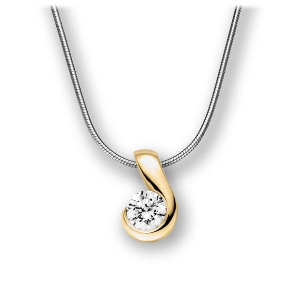 Diamant-Collier Weißgold 585 Gelbgold 585 mit 0,7 ct. G VS