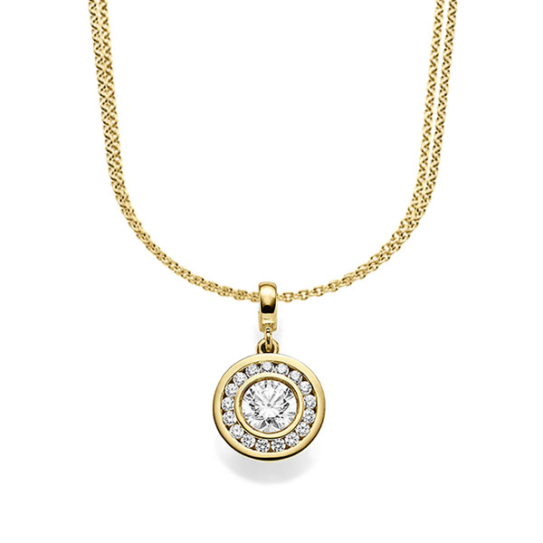 Hanger in geelgoud 14 kt. met 0,7 ct. + in totaal 0,255 ct. Briljant tw/si van acredo - A-1642-1